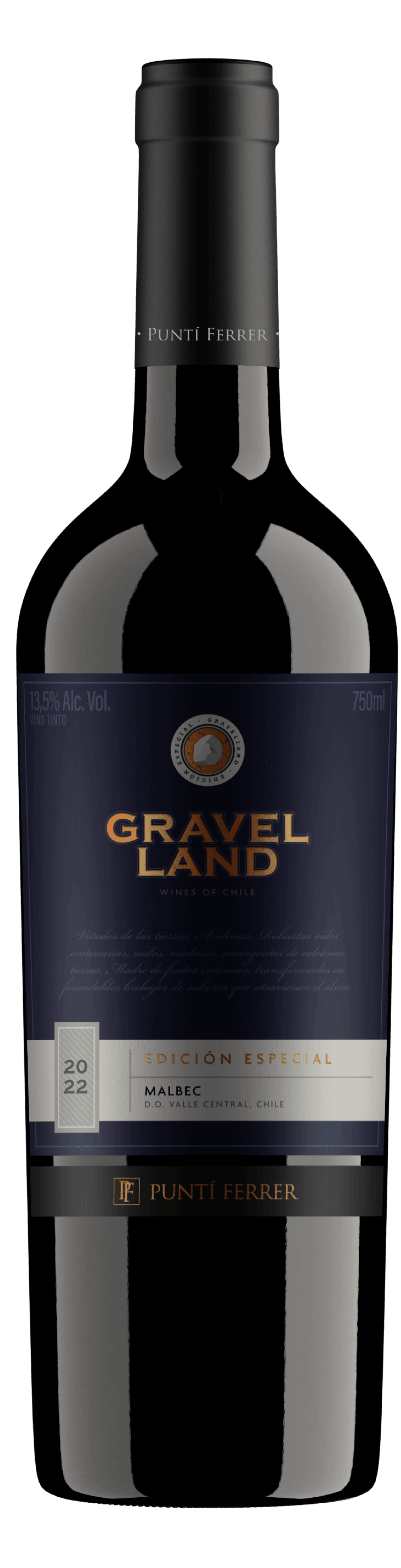 Vino Tinto Chileno Gravelland Edición Especial Valle Central Malbec - Wine.com.mx